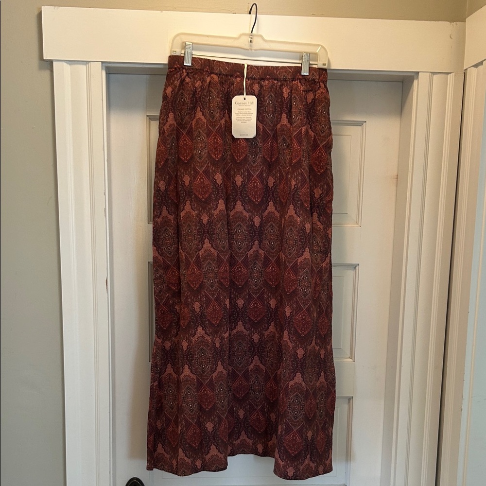 Garnet Hill Paisley Maxi Skirt - Red and Pinkish